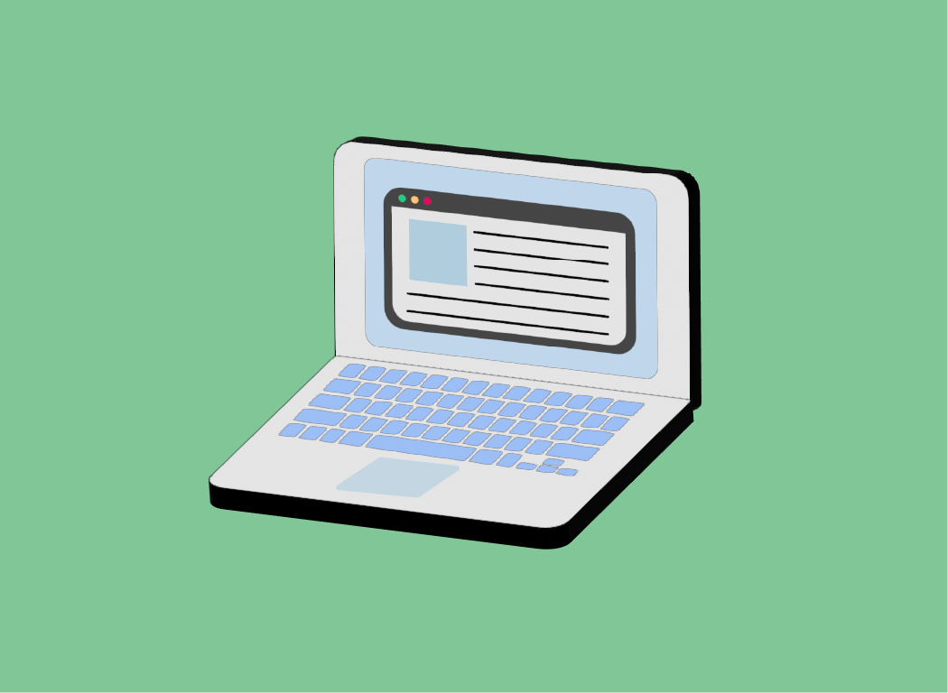 Graphic of an online course on a laptop computer